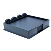 10 Seat Navy Blue Leather Conference Room Set w/ Round Coasters